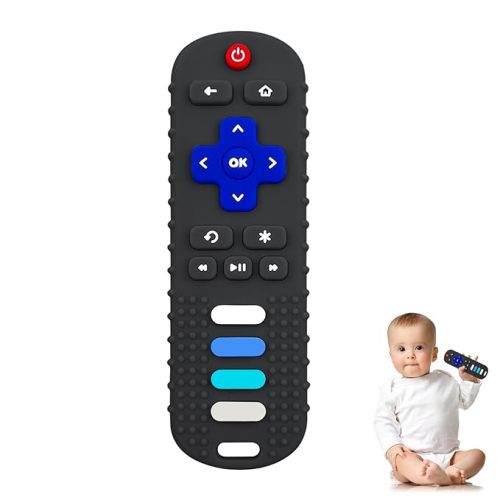 YAPROMO Baby Silicone Teething Toys, Toy Remote for Babies 3-18 Months, Kids Remote Teething Toy, TV Remote Shaped Teethers BPA Free/Refrigerator Safe