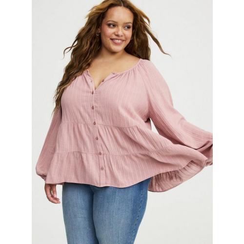 Tiered Button Babydoll Top