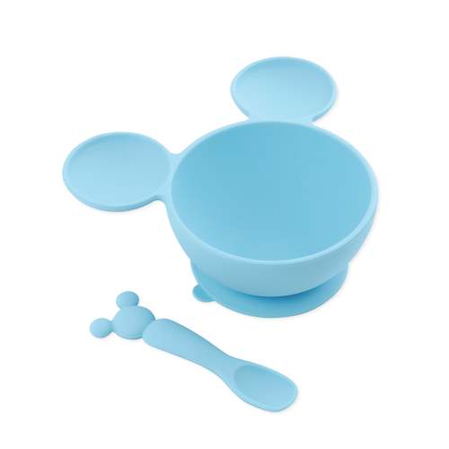 Mickey Mouse Light Blue Silicone First Feeding Set | Bumkins