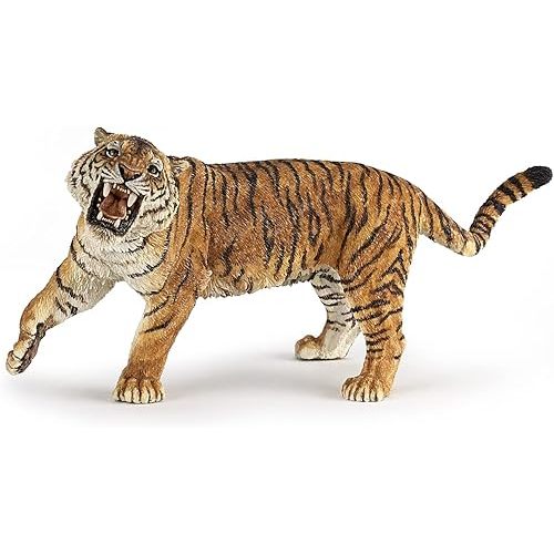 Papo - Roaring Tiger - Wild Animal Figurine - 3 Years Old - Hand Painted - Children's Gift idea - Realistic Educational Toy - Rainforest and Predators - 15 x 6 x 8cm - Roaring Tiger Toy