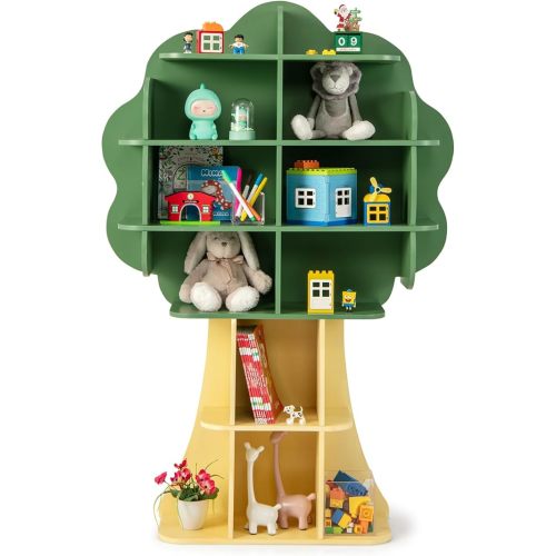 Costzon Tree Kids Bookshelf, 6-Tier Toddler Montessori Shelf Book Rack, Toy and Book Storage for Kids, Wooden Children's Bookcase, Toy Storage Organizer for Preschool, Kids Room, Playroom, Nursery