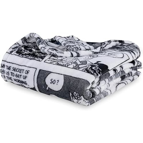 Berkshire Blanket Peanuts® VelvetLoft® Cute Character Snoopy Plush Oversized Kids Throw Blanket, I'm Up! Peanuts Comic Strips White (50in x 60in)