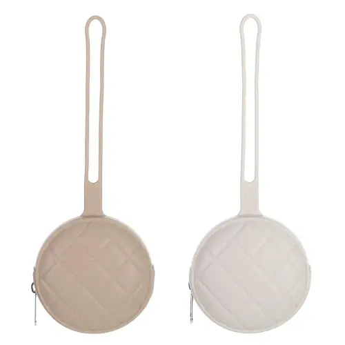 Pacifier Holder Case, Soft Silicone Portable Pacifier Clip and Accessory Pouch for Newborn Baby, BPA Free (Sand + Light Grey)