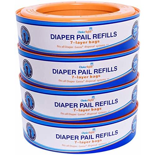 ChoiceRefill Compatible with Diaper Genie Pails, 4-Pack, 1300 count