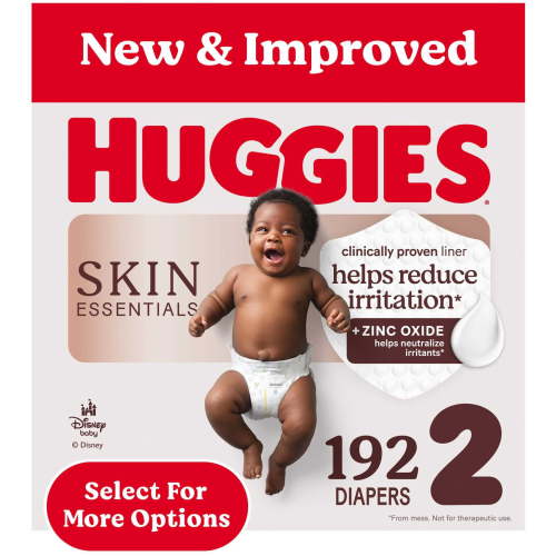 Huggies Skin Essentials Baby Diapers, Size 2 (12-18 lbs), 192 Count (Select for More Options)