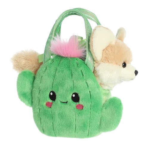 Aurora® Fashionable Fancy Pals™ Smiling Cactus™ Fox Stuffed Animal - On-The-go Companions - Stylish Accessories - Brown 7 Inches