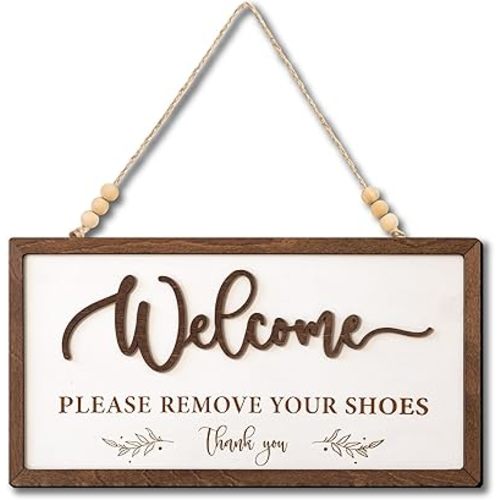 Welcome Please Remove Your Shoes Sign - Please Take Your Shoes Off Sign for Front Door, No Shoe Signs for House, Take Off Your Shoe Signs for home