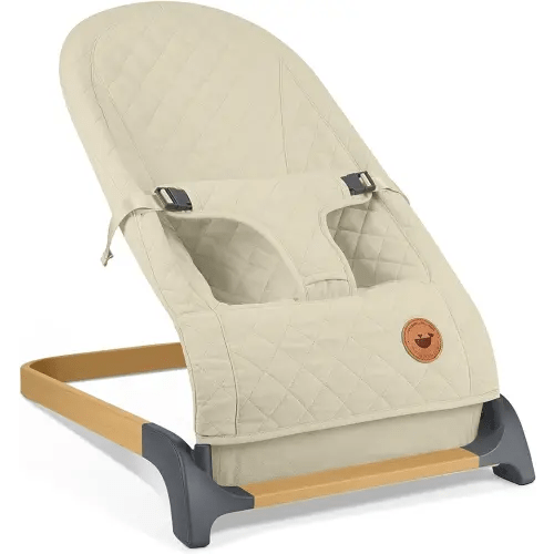 ANGELBLISS Baby Bouncer, Portable Bouncer Seat for Babies, Infants Bouncy Seat with Fabric, Natural Vibrations (Apricot)