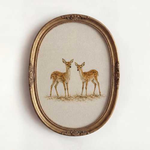 Vintage Deer Wall Art Print, Neutral Woodland Decor, Cottagecore Animal Poster, Minimalist Nursery (Unframed)