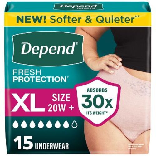Depend Fresh Protection Adult Incontinence & Postpartum Underwear for Women - Maximum Absorbency - XL - Blush - 15ct