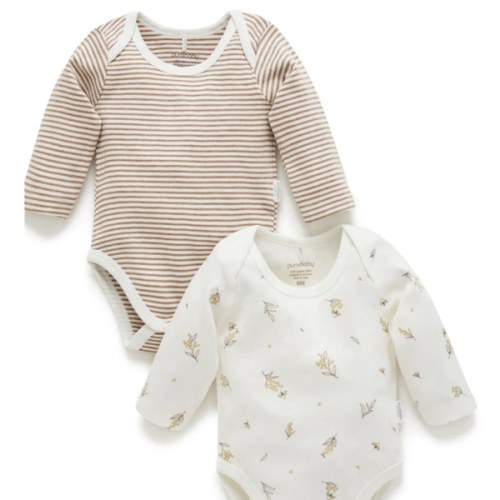 2 Pack Easy Neck Long Sleeve Bodysuit