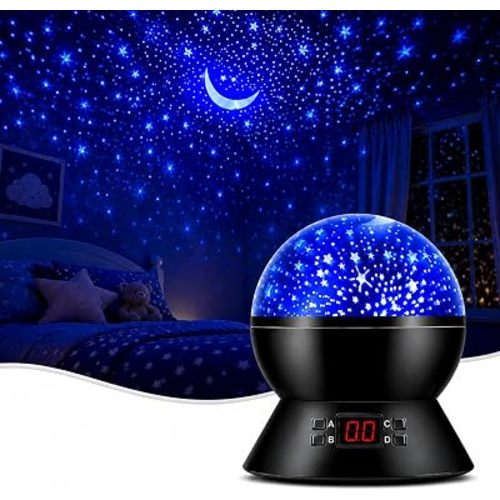Kids Star Projector Night Light, Star Night Light Projector for Kids, Ceiling Stars Projection Lamp with Timer, 360° Rotating Night Light for Bedroom, Birthday Gift for 3 4 5 Year Old Girls Boys Black