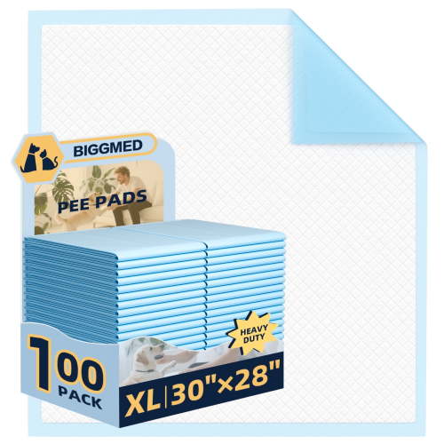 BIGGMED Dog Pee Pads Extra Large 28"x30", 100 Count Puppy PadsXL, Potty Pads for Dogs, Super Absorbent & Leak-Proof, Disposable Training Pads for Puppies, Doggie Pads