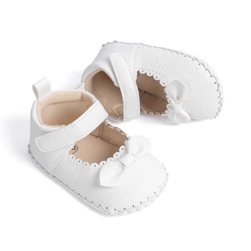 Meckior Infant Baby Girls Boys Handmade Princess Flats Toddler First Walkers Soft PU Leather Non-Slip Crib Wedding Dress Shoes