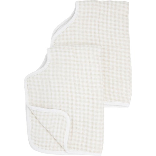 little unicorn Assorted 2-Pack Cotton Muslin Burp Cloths, Tan Gingham