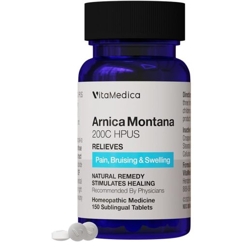 VitaMedica Arnica Montana 200C Rapid Dissolve Tablets for Natural Pain, Bruising, and Swelling Support - High Potency Homeopathic Medicine for Injury and Surgery Recovery - 150 Ct - 50 Servings