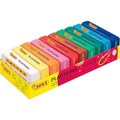 Jovi - Non Drying Modeling Clay, 1.1 lb of Endlessly Reusable Plasticine, Set of 10 Bars, Each 1.75oz, Non-Toxic and Gluten-Free, for Arts and Crafts Projects