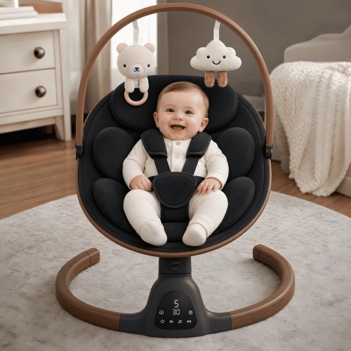 Baby Swing for Infants, 5 Swing Speed, 10 Lullabies, 5-Point Harness,Electric Baby Swing for Toddlers and Newborn with Bluetooth, Remote Control and Adjustable Swing Speeds,Touch Panel