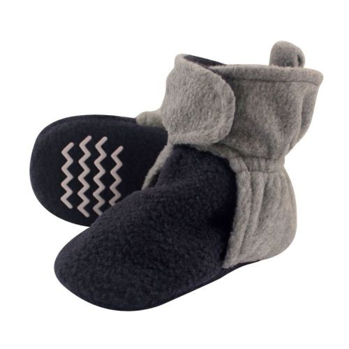 Hudson Baby Infant And Toddler Boy Cozy Fleece Booties, Navy Heather Gray, 0-6 Months