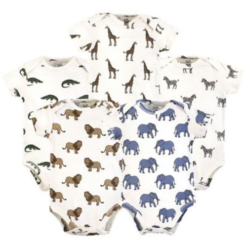 Touched by Nature Organic Cotton Bodysuits, Classic Safari Animals, 0-3 Months