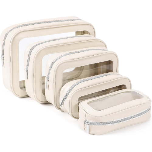 5PCS Diaper Bag Organizer Pouch Set, TSA Approved Toiletry Bag，Clear Waterproof TPU Makeup Bag Set Travel Organizer Bags for Women and Kids Valentines Day Gifts