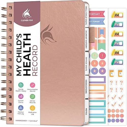 Clever Fox My Child's Health Record Keeper – Child & Baby Medical Records Organizer Log Book – Childcare Journal Notebook & Healthy Tracker for Newborn & Children – Childcare Essentials (Rose Gold)