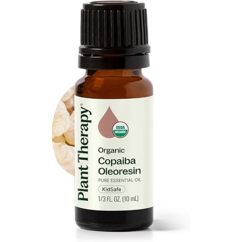 Plant Therapy Organic Copaiba Essential Oil (Oleoresin), 10 mL (1/3 oz), 100% Pure, USDA Certified Organic, Undiluted, Aromatherapy for Diffuser & Skincare