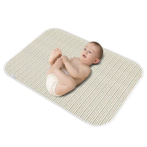 Baby Diaper Changing Pad, 21 5/8" x 31.5" Waterproof Changing Pad Liners - Reusable Soft and Absorbent Portable Changing Mat(Stripe1PCS)