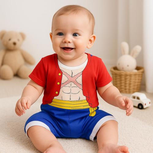 Luffy Baby Romper: Anime Cosplay Bodysuit One Piece | Christmas Gift for Baby