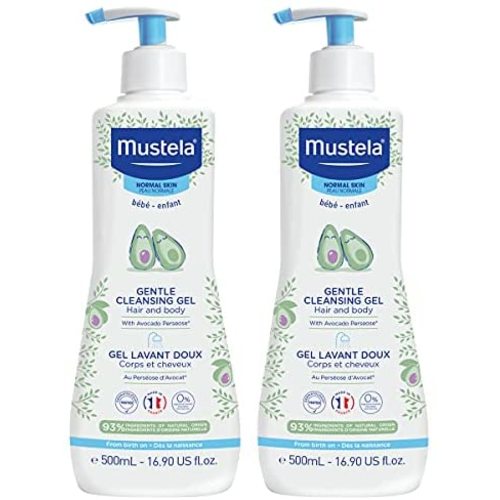 Mustela Baby Gentle Cleansing Gel - Baby Hair & Body Wash - with Natural Avocado fortified with Vitamin B5 - Biodegradable Formula & Tear-Free - Various Sizes - 1 or 2-Pack