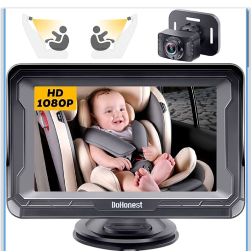 DoHonest Baby Car Camera HD 1080P - Rear-Facing Car Baby Monitor with Night Vision, Adjustable View Angle, Easy Setup, Anti-Glare Display, Safety for Kids & Infants