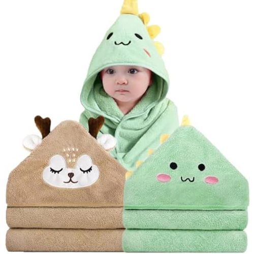 2 Pack Hooded Baby Towels - Premium Ultra Soft Organic Baby Bath Towel – Absorbent and Hypoallergenic Towel for Baby Boy Girl