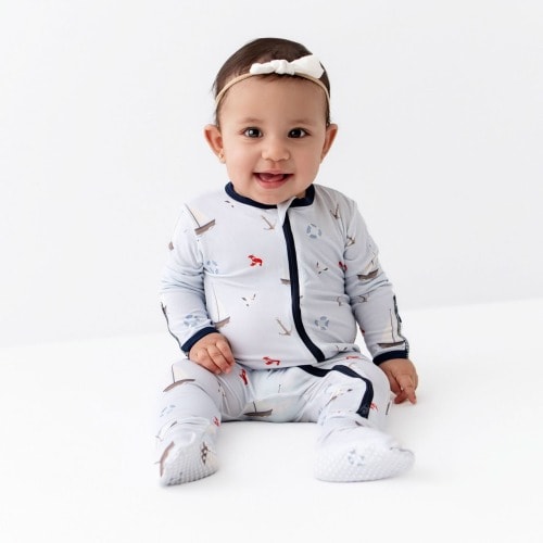 Sailboats Zippered Footie