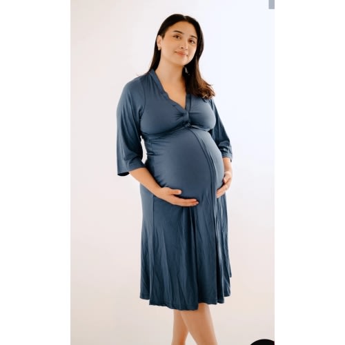 Lila Labor & Postpartum Gown in Midnight Blue
