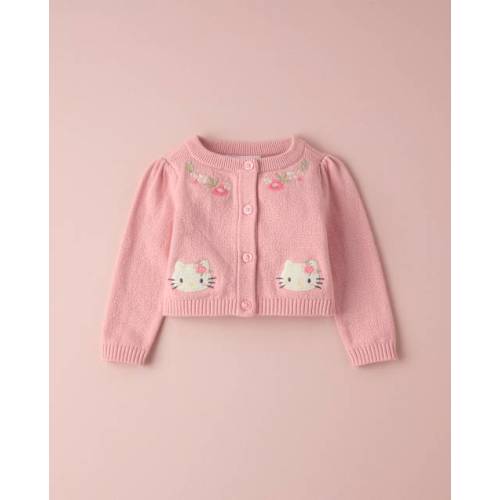 Baby Girls Hello Kitty® Applique Floral Cardigan - Pink