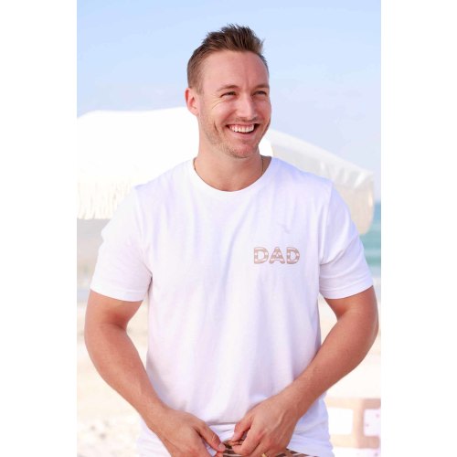 Sandy Stripes Dad Graphic Tee | White