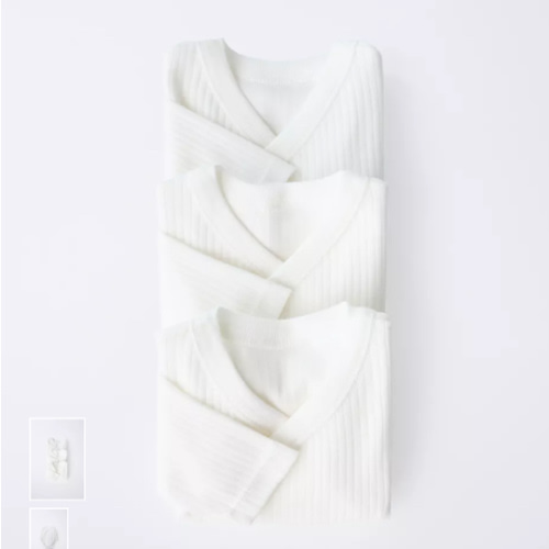 0-6 MONTHS/ THREE-PACK OF LONG-SLEEVE BODYSUITS WITH KIMONO COLLAR - Oyster-white | ZARA United States