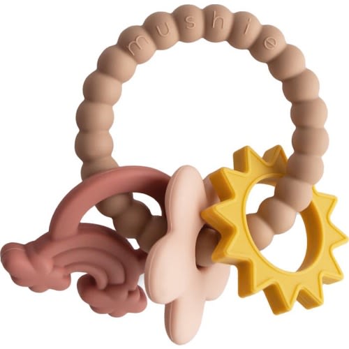 Mushie Nature Silicone Teething Ring Toy, Multi