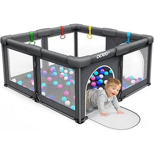 OCATO Baby Playpen: Portable Playpen for Babies and Toddlers Baby Play Yard Fence Area with Anti-Slip Base Playpens Indoor Outdoor Kids Activity Center Pack and Play Babies Boy Girl Gifts (50" × 50")