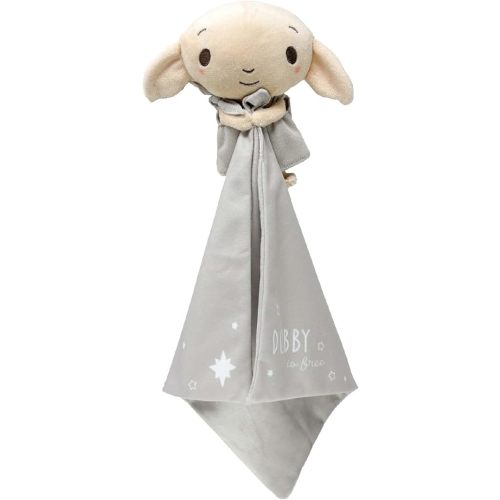 Rainbow Designs Harry Potter Dobby Comfort Blanket for Newborns - Velvety Soft Grey Comforter with Plush House-Elf & Star Details - Huggable Cuddle Companion for Babies from Birth