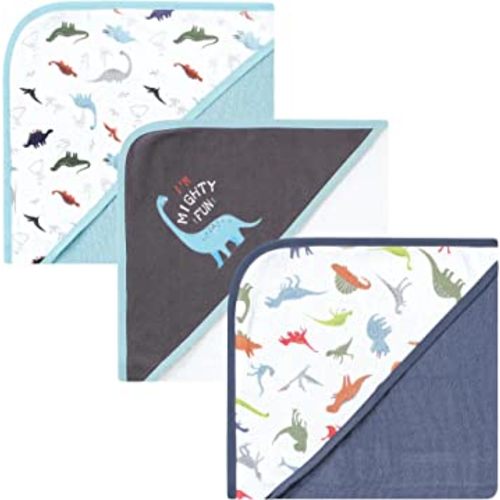 Hudson Baby Unisex Baby Cotton Rich Hooded Towels, Dinosaurs, One Size