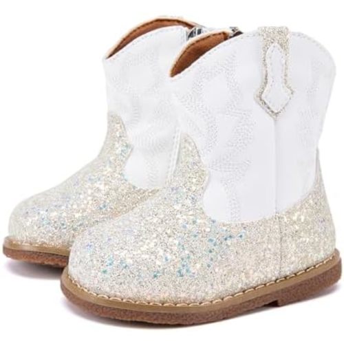 BMCiTYBM Baby Cowboy Cowgirl Boots Infant Western Shoes Boys Girls Round Toe Boots All Seasons 6-24 Months