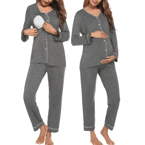 cozy maternity pajama set nursing pjs long - Temu