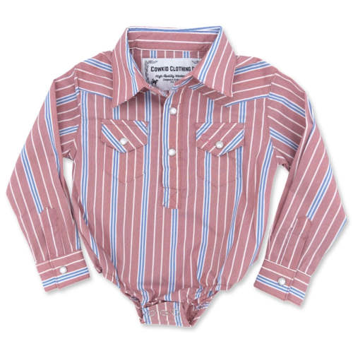 Vintage Blue and Red Stripe Long Sleeve Pearl Snap Onesie – Cowkid Clothing Company