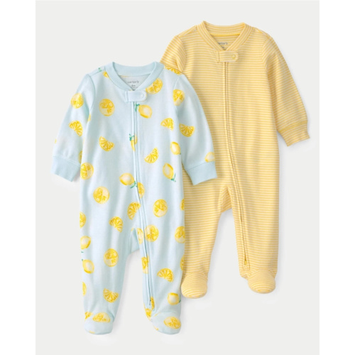 Baby Boy 2-Pack Lemon Sleep & Play Pajamas - Yellow/Blue | Carter's