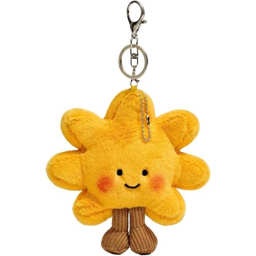 Cute Sun Plush Keychains for Women,Kawaii Happy Sun Key Ring,Purses/Bag Charms, Great Gift Idea 5.5'' * 6.3''