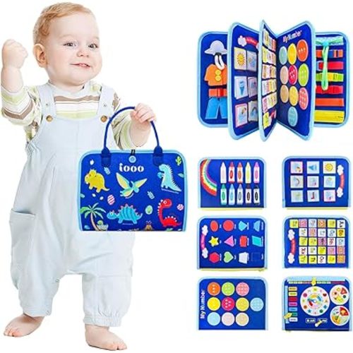 100-IN-1 Busy Board Montessori Toys: Busy Book Educational Sensory Travel Toys for Toddlers 1 2 3 4 Year Old, for Boys Girls, Airplane Car Preschool Learning Activity Essentials