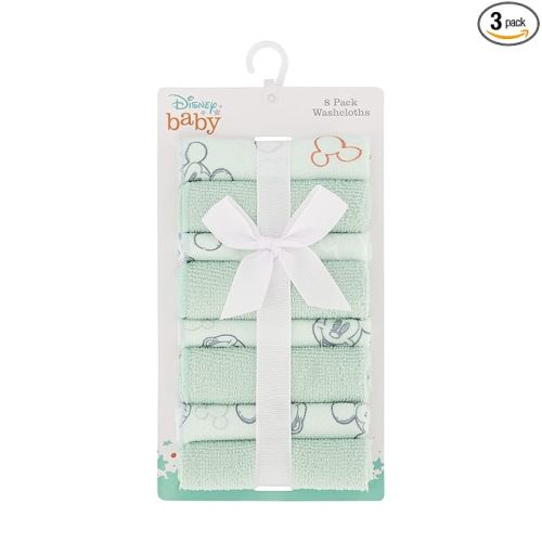 Disney Cudlie Baby Washcloths with Nursery Characters | 8 Pack of Kids Washcloths for Bath and Baby Stuff for Newborns