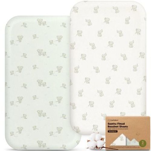 KeaBabies Organic Bassinet Sheet for Boys, Girls, 2-Pack Soothe Bassinet Sheets for Baby Delight Dreamer Bedside Sleeper, Rectangle 32x21 (Elly)