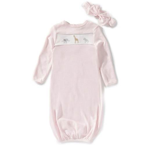 Starting Out Baby Girls Long Sleeve Embroidered Zoo Animal Gown
